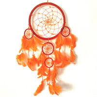 LARGE ORANGE SUEDE LEATHER ROUND DREAM CATCHER